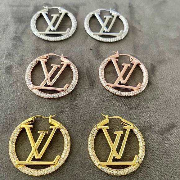 Jewelry - Earrings… Earrings.. LV Hoops w/Bling